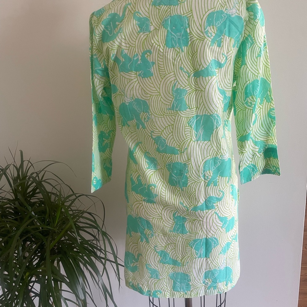 Gretchen Scott Aqua and White Patterned Tunic Dress - Picture 2 of 5